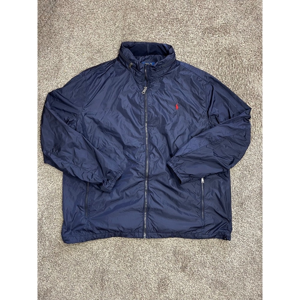Polo Ralph Lauren Packable Windbreaker Jacket Mens 3XLT Navy Stowaway Hood